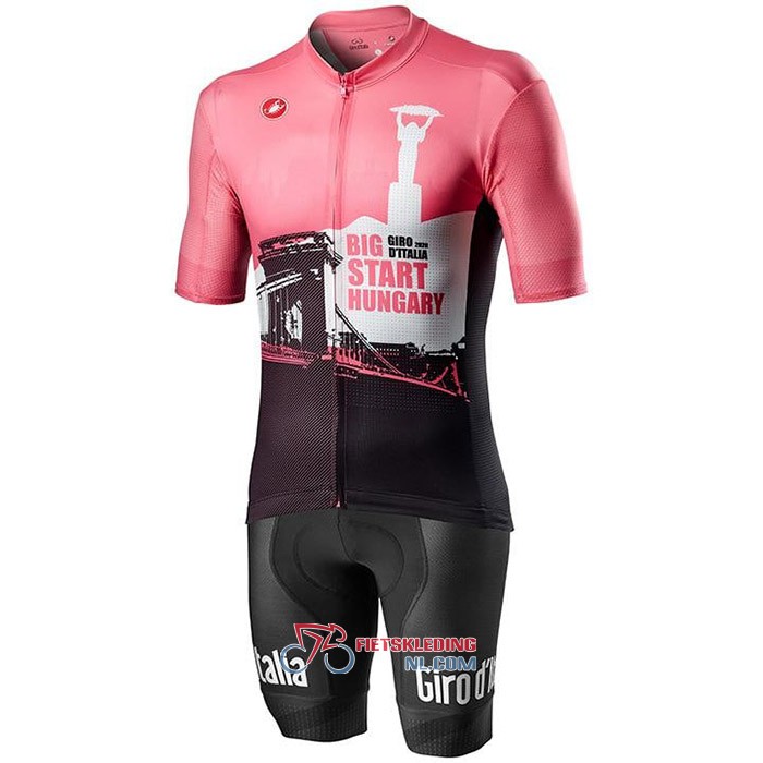 Giro d'Italia Fietsshirt Met Korte Mouwen 2020 en Korte Koersbroek Wit Zwart Roze